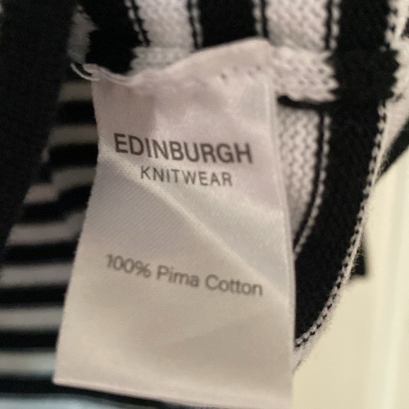 Edinburgh Knitwear Full‎ Zip Hooded Striped Jacket Knit Black and White Neutral - Picture 8 of 11